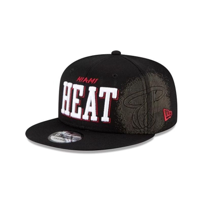 Black Miami Heat Hat - New Era NBA Faded 9FIFTY Snapback Caps USA3520961